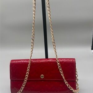 Louis Vuitton Vernis Monogram Red Wallet Clutch Crossbody Patent Leather